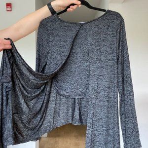 Akira Heathered Hi-lo Open Back Long Sleeve Tee